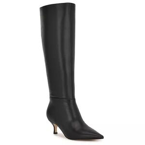 Nine West Black Women's Somas Tall Kitten Heel Boots Over-the-Knee Boot 8M